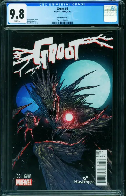 Groot #1 (Marvel Comics, 2015), CGC 9.8 graded comic book, Universal Blue label — front cover in its holder