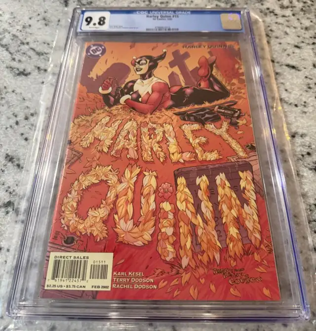 Harley Quinn #15 (DC Comics, 2002), CGC 9.8 graded comic book, Universal Blue label — front cover in its holder