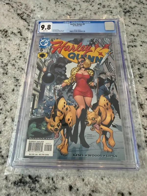 Harley Quinn #9 (DC Comics, 2001), CGC 9.8 graded comic book, Universal Blue label — front cover in its holder