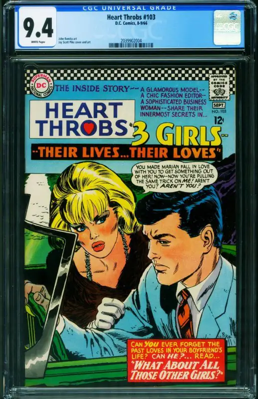 Heart Throbs #103 (DC Comics, 1967), CGC 9.4 graded comic book, Universal Blue label — front cover in its holder