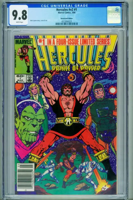 Hercules Vol #1 (Marvel Comics, 1985), CGC 9.8 graded comic book, Universal Blue label — front cover in its holder