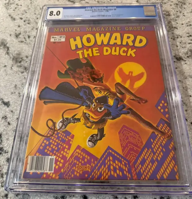Howard the Duck Magazine #8 (Marvel Comics, 1980), CGC 8.0 graded comic book, Universal Blue label — front cover in its holder