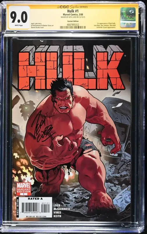 Hulk #1 (Marvel Comics, 2008), CGC 9.0 graded comic book, Signature Series label — front cover in its holder