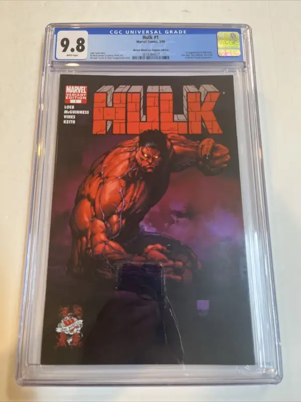 Hulk #1 (Marvel Comics, 2008), CGC 9.8 graded comic book, Universal Blue label — front cover in its holder