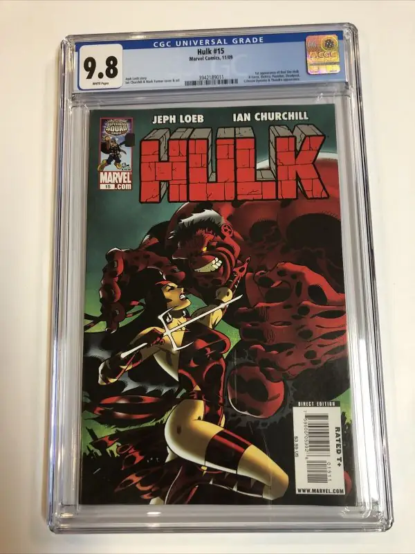 Hulk #15 (Marvel Comics, 2009), CGC 9.8 graded comic book, Universal Blue label — front cover in its holder
