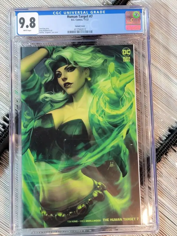 Human Target #7 (DC Comics, 2022), CGC 9.8 graded comic book, Universal Blue label — front cover in its holder