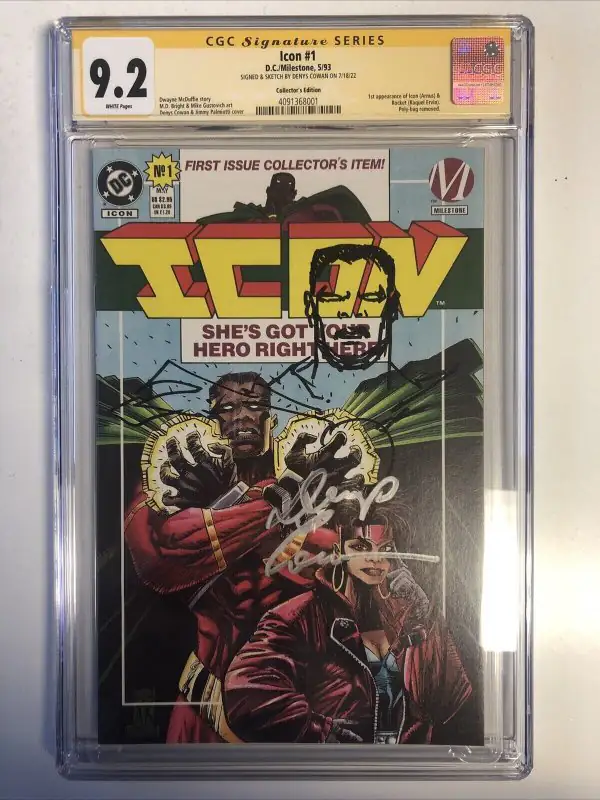Icon #1 (DC Comics, 1993), CGC 9.2 graded comic book, Signature Series label — front cover in its holder