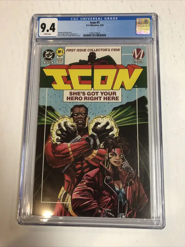 Icon #1 (DC Comics, 1993), CGC 9.4 graded comic book, Universal Blue label — front cover in its holder