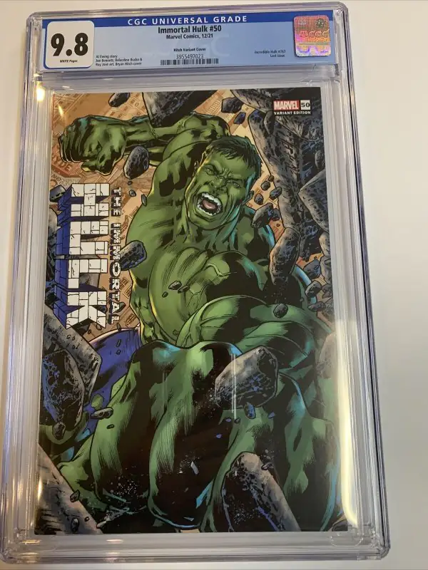 Immortal Hulk #50 (Marvel Comics, 2021), CGC 9.8 graded comic book, Universal Blue label — front cover in its holder