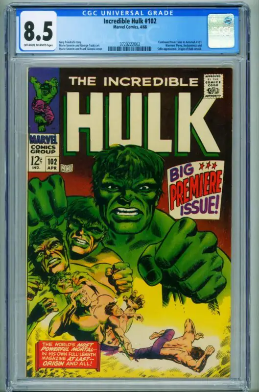 Incredible Hulk #102 (Marvel Comics, 1967), CGC 8.5 graded comic book, Universal Blue label — front cover in its holder