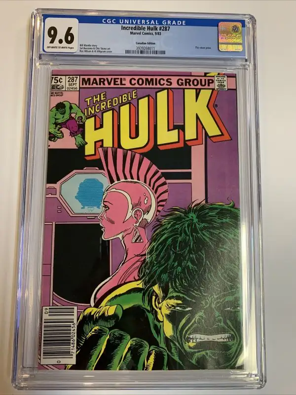 Incredible Hulk #287 (Marvel Comics, 1983), CGC 9.6 graded comic book, Universal Blue label — front cover in its holder