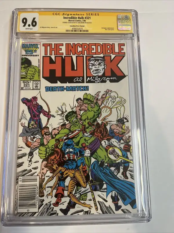 Incredible Hulk #321 (Marvel Comics, 1986), CGC 9.6 graded comic book, Signature Series label — front cover in its holder