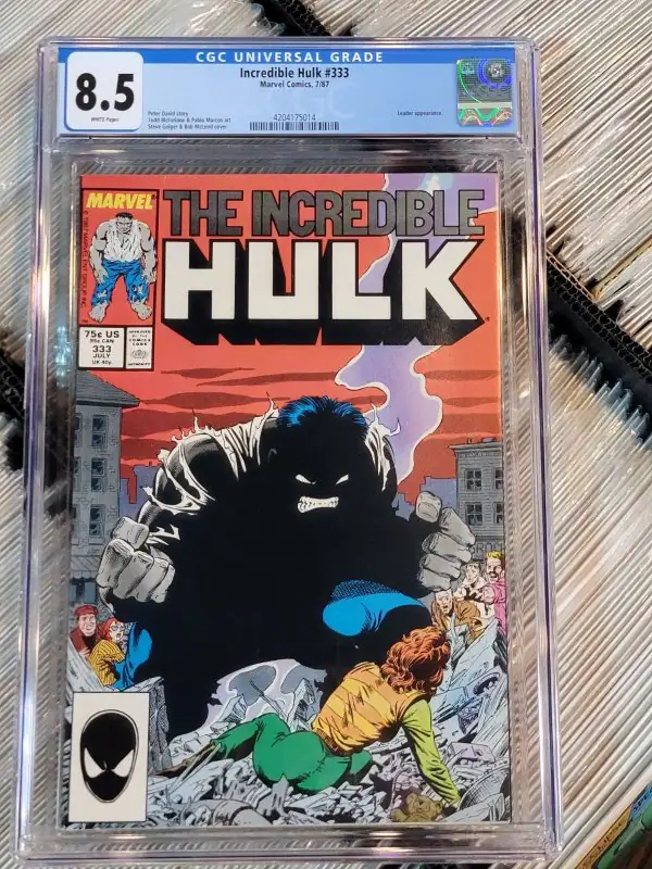 Incredible Hulk #333 (Marvel Comics, 1987), CGC 8.5 graded comic book, Universal Blue label — front cover in its holder