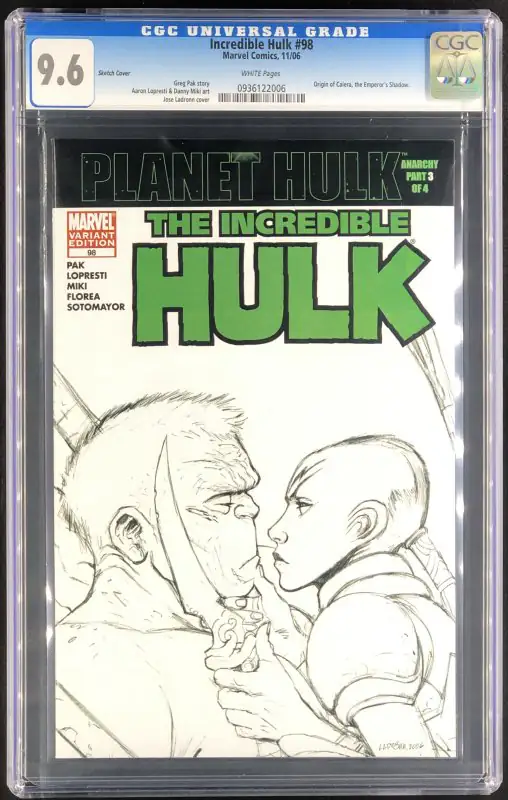 Incredible Hulk #98 (Marvel Comics, 2006), CGC 9.6 graded comic book, Universal Blue label — front cover in its holder