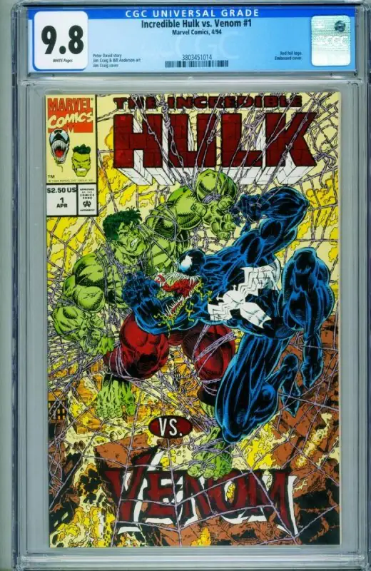 Incredible Hulk vs. Venom #1999 (Marvel Comics, 1999), CGC 9.8 graded comic book, Universal Blue label — front cover in its holder