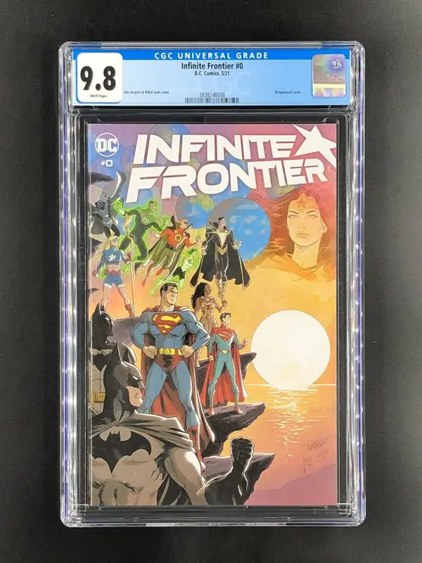 Infinite Frontier #0 (DC Comics, 2021), CGC 9.8 graded comic book, Universal Blue label — front cover in its holder