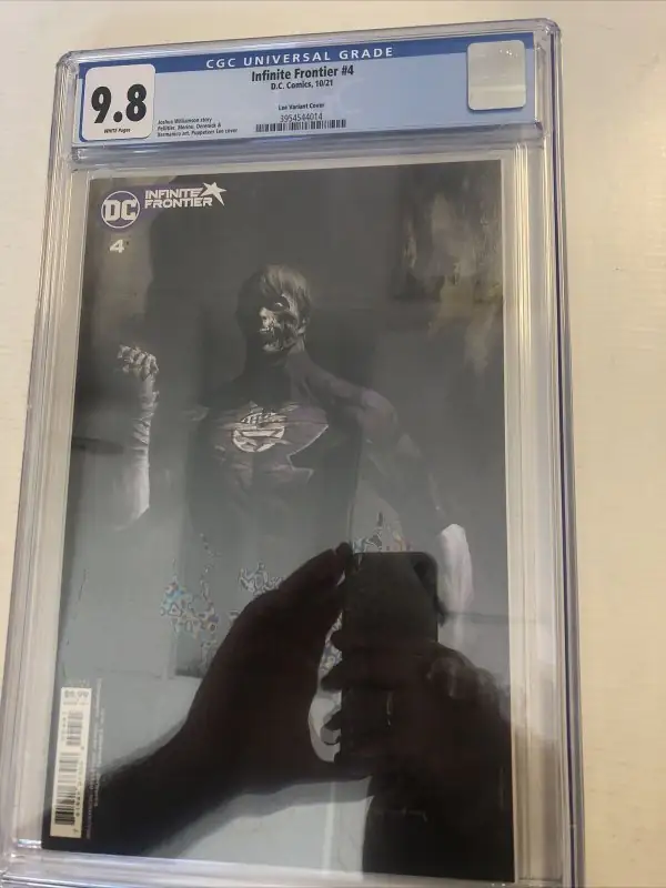 Infinite Frontier #4 (DC Comics, 2021), CGC 9.8 graded comic book, Universal Blue label — front cover in its holder