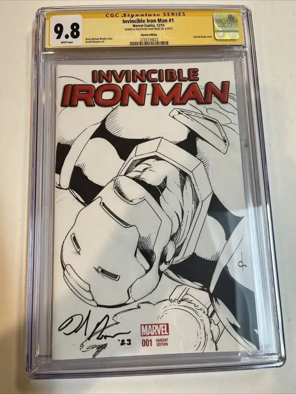 Invincible Iron Man #1 (Marvel Comics, 2015), CGC 9.8 graded comic book, Signature Series label — front cover in its holder