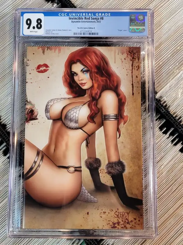 Invincible Red Sonja #8 (Dynamite Entertainment, 2022), CGC 9.8 graded comic book, Universal Blue label — front cover in its holder