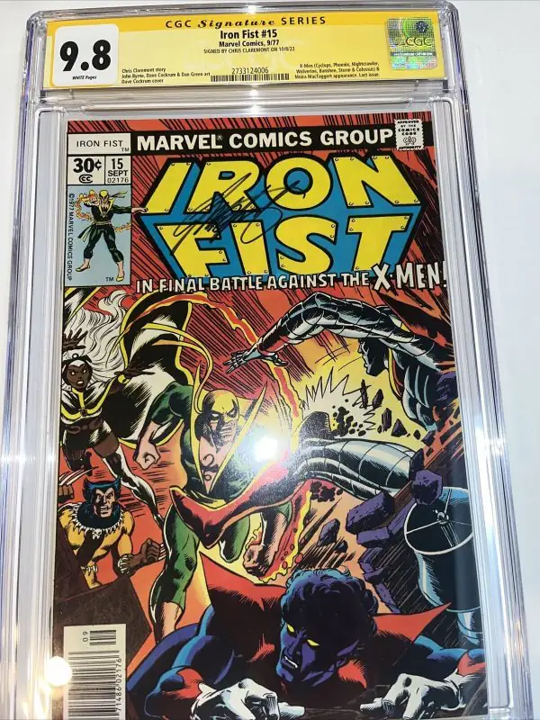 Iron Fist #15 (Marvel Comics, 1977), CGC 9.8 graded comic book, Signature Series label — front cover in its holder