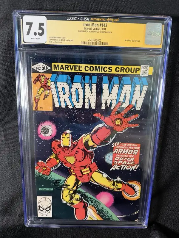 Iron Man #142 (Marvel Comics, 1981), CGC 7.5 graded comic book, Signature Series label — front cover in its holder