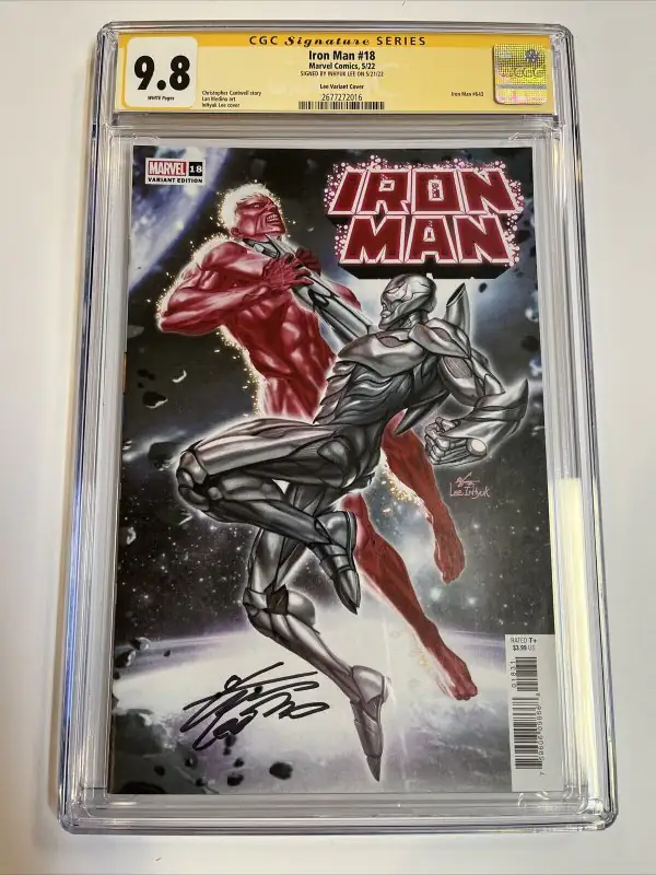 Iron Man #18 (Marvel Comics, 2022), CGC 9.8 graded comic book, Signature Series label — front cover in its holder