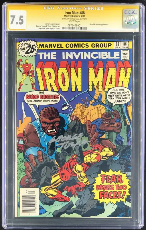 Iron Man #88 (Marvel Comics, 1976), CGC 7.5 graded comic book, Signature Series label — front cover in its holder