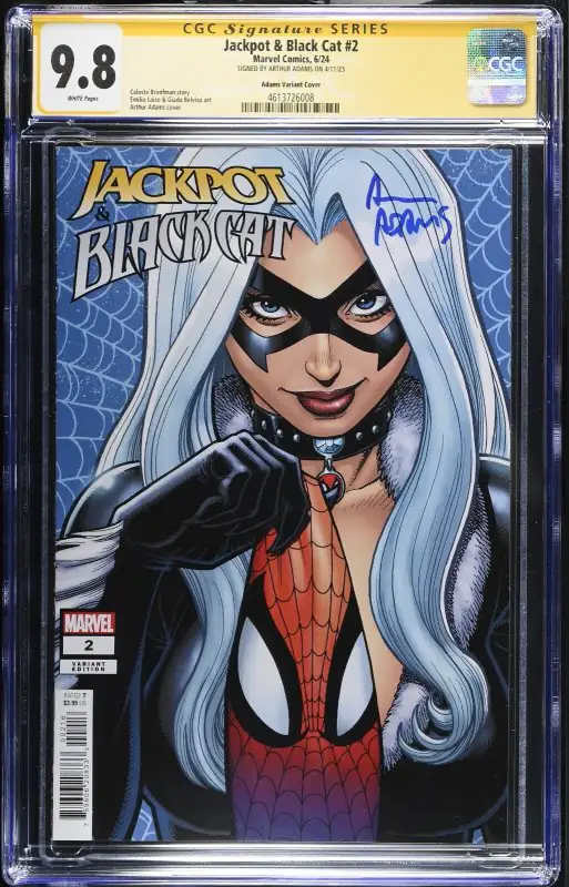 Jackpot & Black Cat #2 (Marvel Comics, 2024), CGC 9.8 graded comic book, Signature Series label — front cover in its holder