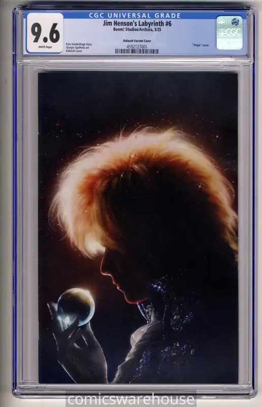 Jim Hensons Labyrinth #6 (Boom! Studios, 2025), CGC 9.6 graded comic book, Universal Blue label — front cover in its holder