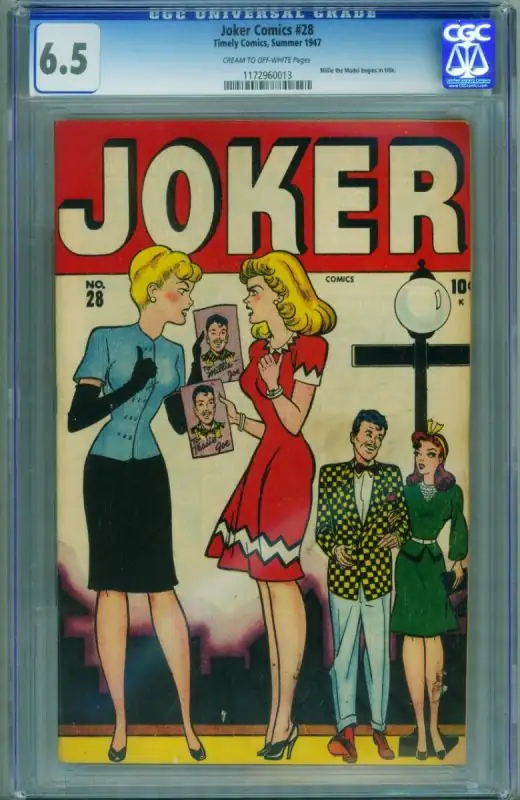 Joker #28 (Marvel Comics, 1947), CGC 6.5 graded comic book, Universal Blue label — front cover in its holder