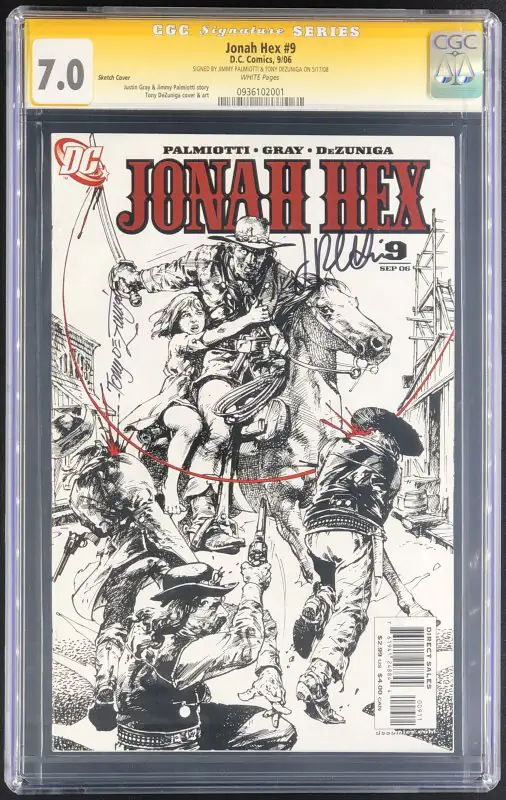 Jonah Hex #9 (DC Comics, 2006), CGC 7.0 graded comic book, Signature Series label — front cover in its holder