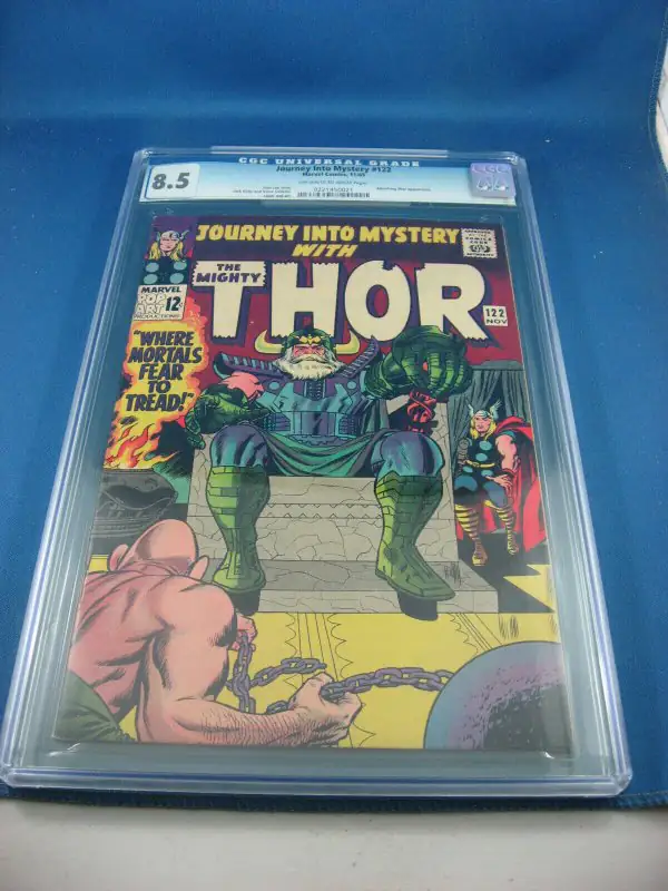 Journey into Mystery #122 (Marvel Comics, 1965), CGC 8.5 graded comic book, Universal Blue label — front cover in its holder