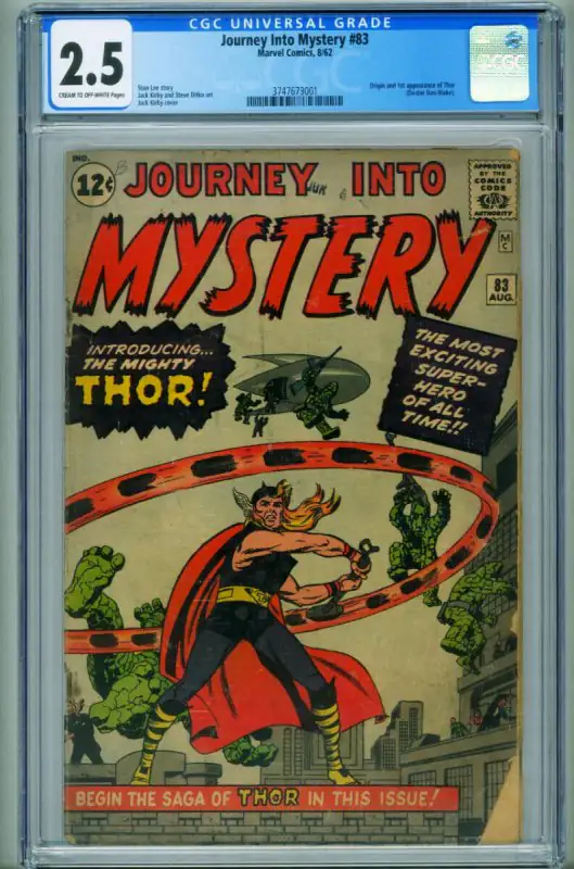 Journey into Mystery #83 (Marvel Comics, 1962), CGC 2.5 graded comic book, Universal Blue label — front cover in its holder
