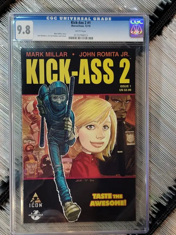 Kick Ass 2 #1 (Marvel Comics, 2010), CGC 9.8 graded comic book, Universal Blue label — front cover in its holder