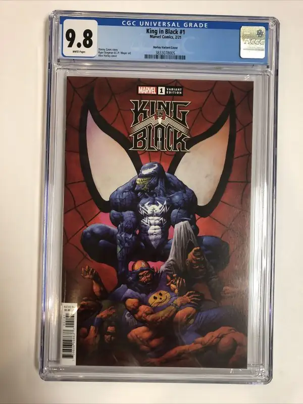 King in Black #1 (Marvel Comics, 2021), CGC 9.8 graded comic book, Universal Blue label — front cover in its holder