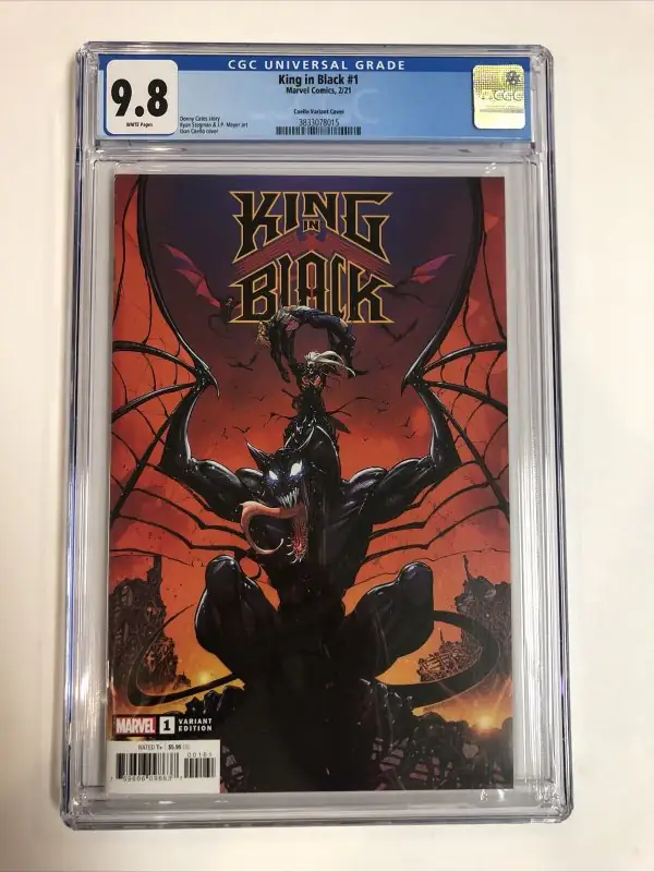 King in Black #1 (Marvel Comics, 2021), CGC 9.8 graded comic book, Universal Blue label — front cover in its holder
