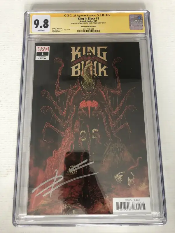 King in Black #1 (Marvel Comics, 2021), CGC 9.8 graded comic book, Signature Series label — front cover in its holder