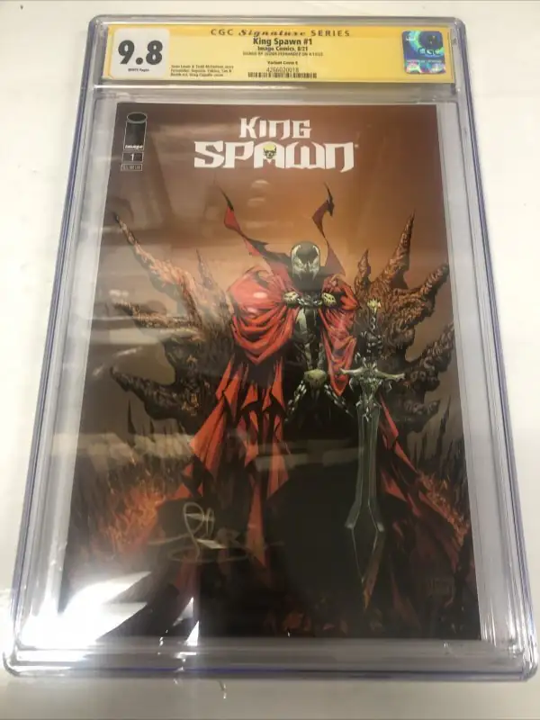 King Spawn #1 (Image Comics, 2021), CGC 9.8 graded comic book, Signature Series label — front cover in its holder