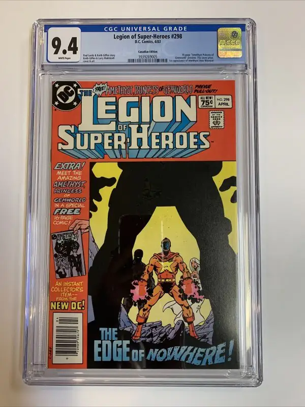Legion of Super-Heroes #298 (DC Comics, 1983), CGC 9.4 graded comic book, Universal Blue label — front cover in its holder
