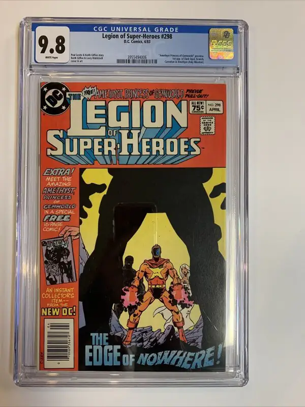 Legion of Super-Heroes #298 (DC Comics, 1983), CGC 9.8 graded comic book, Universal Blue label — front cover in its holder