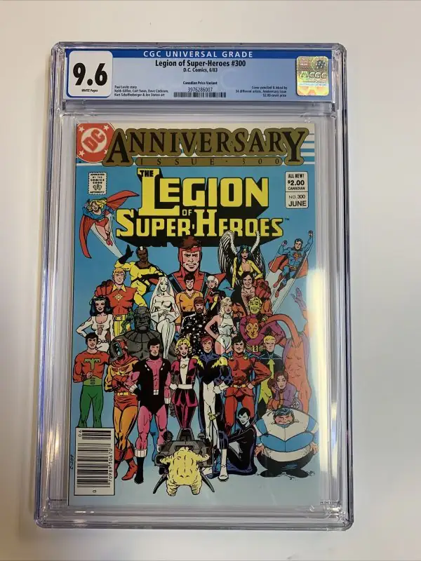 Legion of Super-Heroes #300 (DC Comics, 1983), CGC 9.6 graded comic book, Universal Blue label — front cover in its holder