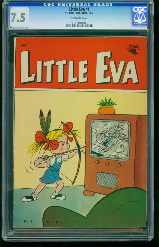 Little Eva #1 (St. John Publications, 1952), CGC 7.5 graded comic book, Universal Blue label — front cover in its holder