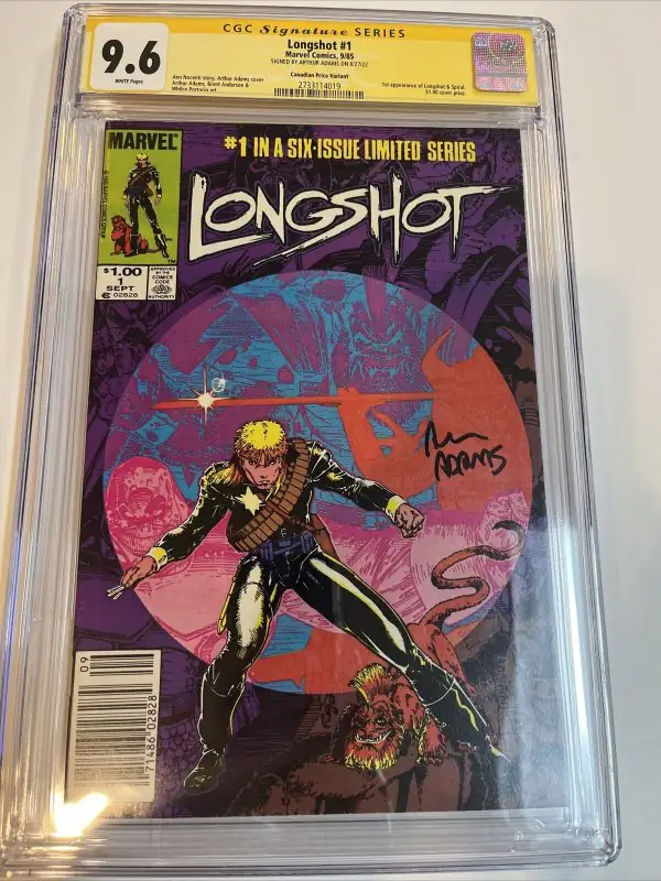 Longshot #1 (Marvel Comics, 1985), CGC 9.6 graded comic book, Signature Series label — front cover in its holder