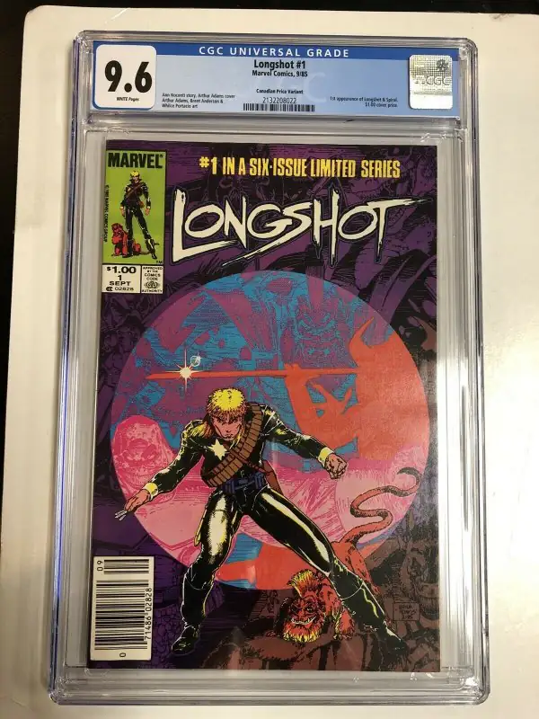 Longshot #1 (Marvel Comics, 1985), CGC 9.6 graded comic book, Universal Blue label — front cover in its holder