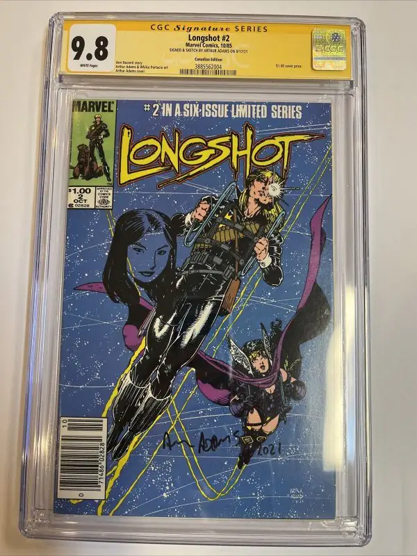 Longshot #2 (Marvel Comics, 1985), CGC 9.8 graded comic book, Signature Series label — front cover in its holder