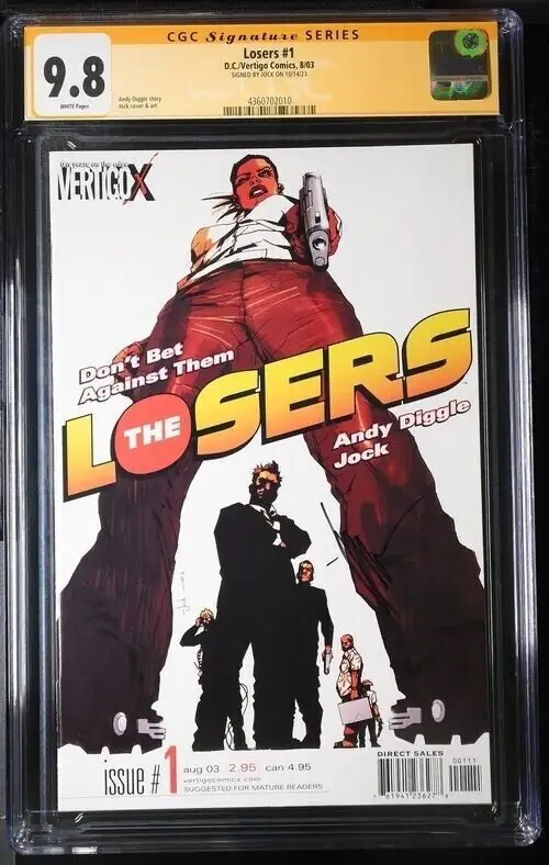 Losers #1 (DC Comics, 2003), CGC 9.8 graded comic book, Signature Series label — front cover in its holder