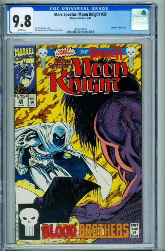 Marc Spector Moon Knight #35 (Marvel Comics, 1991), CGC 9.8 graded comic book, Universal Blue label — front cover in its holder