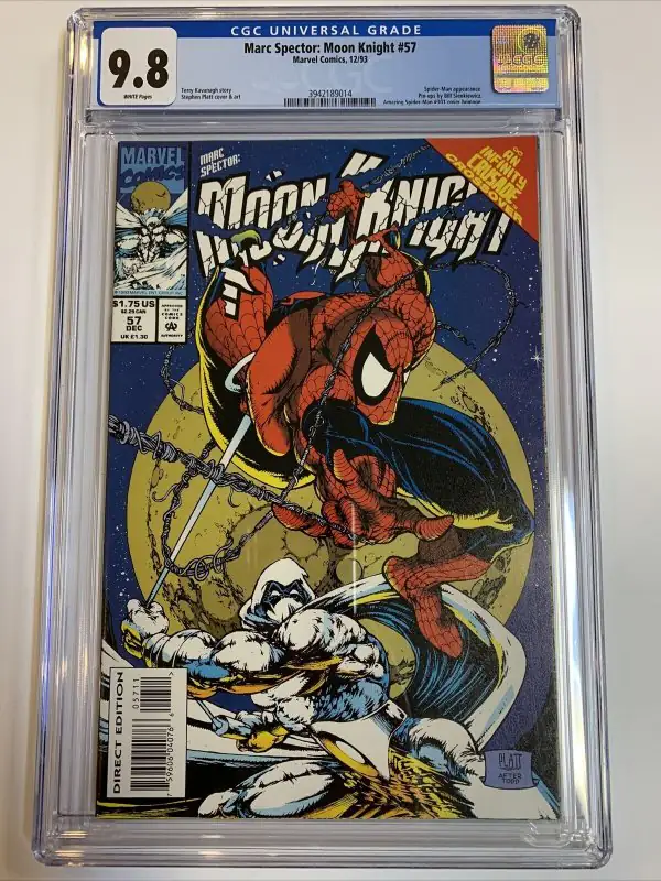 Marc Spector Moon Knight #57 (Marvel Comics, 1993), CGC 9.8 graded comic book, Universal Blue label — front cover in its holder