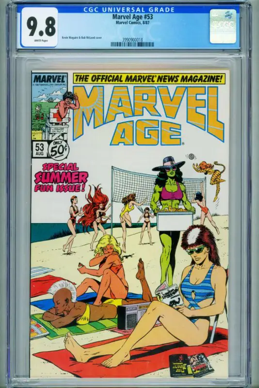 Marvel Age #53 (Marvel Comics, 1987), CGC 9.8 graded comic book, Universal Blue label — front cover in its holder