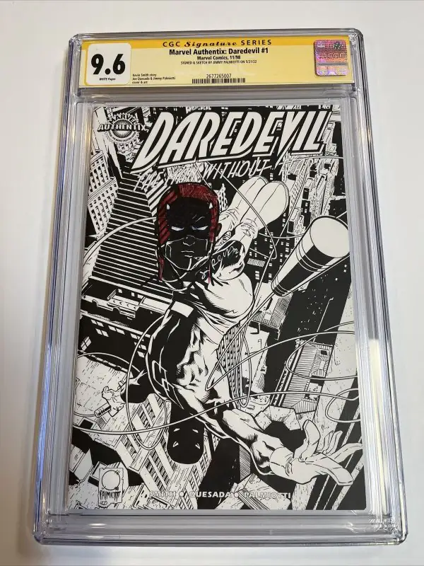 Marvel Authentix Daredevil #1 (Marvel Comics, 1998), CGC 9.6 graded comic book, Signature Series label — front cover in its holder